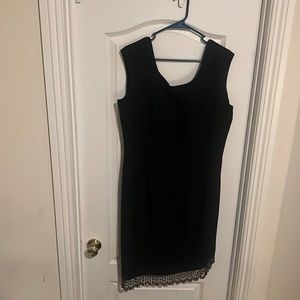 Black cocktail dress with beautiful decorative dangling beads -Size -16